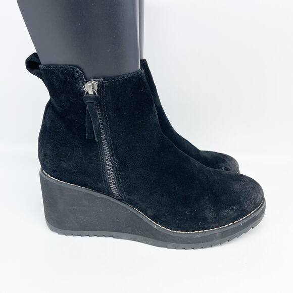 Sofft Women's Emeline Waterproof Suede Wedge Side Zip Bootie Black Size 7 M - Picture 3 of 13